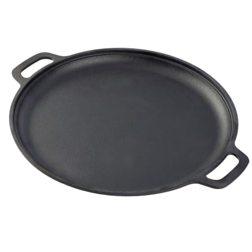 Home-Complete Cast Iron Pizza Pan with Dual Handles (12")