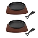 DVK 9-Inch Fajita Skillet with Removable Handle and Wooden Tray
