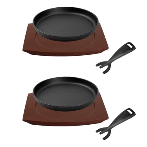 DVK 9-Inch Fajita Skillet with Removable Handle and Wooden Tray