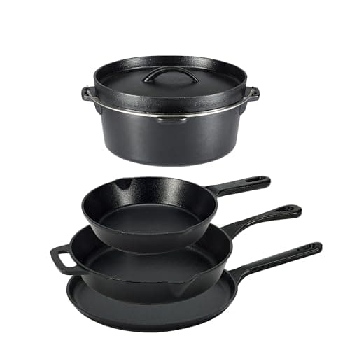 Amazon Basics Pre-Seasoned Cast Iron 5-Piece Set