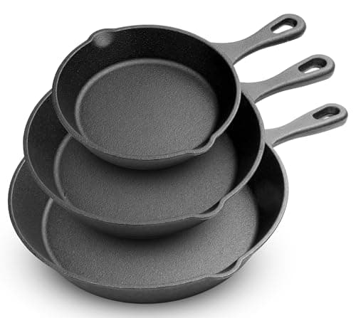 NutriChef 3-Piece Cast Iron Skillet Set