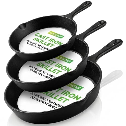NutriChef 3-Piece Cast Iron Skillet Set